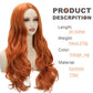 Sabosi Ginger Wig Long Wavy Wigs for Women 26 Inch Middle Part Curly Wavy Wig Natural Looking Synthetic Heat Resistant Fiber Wig for Daily Party Use