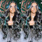 SISIFIRE Blue Blonde Highlight Lace Front Wigs for Women Pre-plucked Hairline Glueless 13X4 Inch Synthetic Lace Front Wig with Baby Hair Long Deep Wavy Wigs