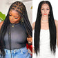 Brinbea 36'' 13X8" HD Lace Front Knotless Braided Wigs for Women Box Braid Wig with Baby Hair Braided Lace Front Wigs Premium Synthetic Braid Wig Natural Long Black