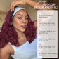 Quantum Love Yaki Curly Headband Wigs for Black Women Kinky Straight Ombre Red Headband Curly Ends Synthetic Wear and Go Glueless half Wig with Headbands Attached