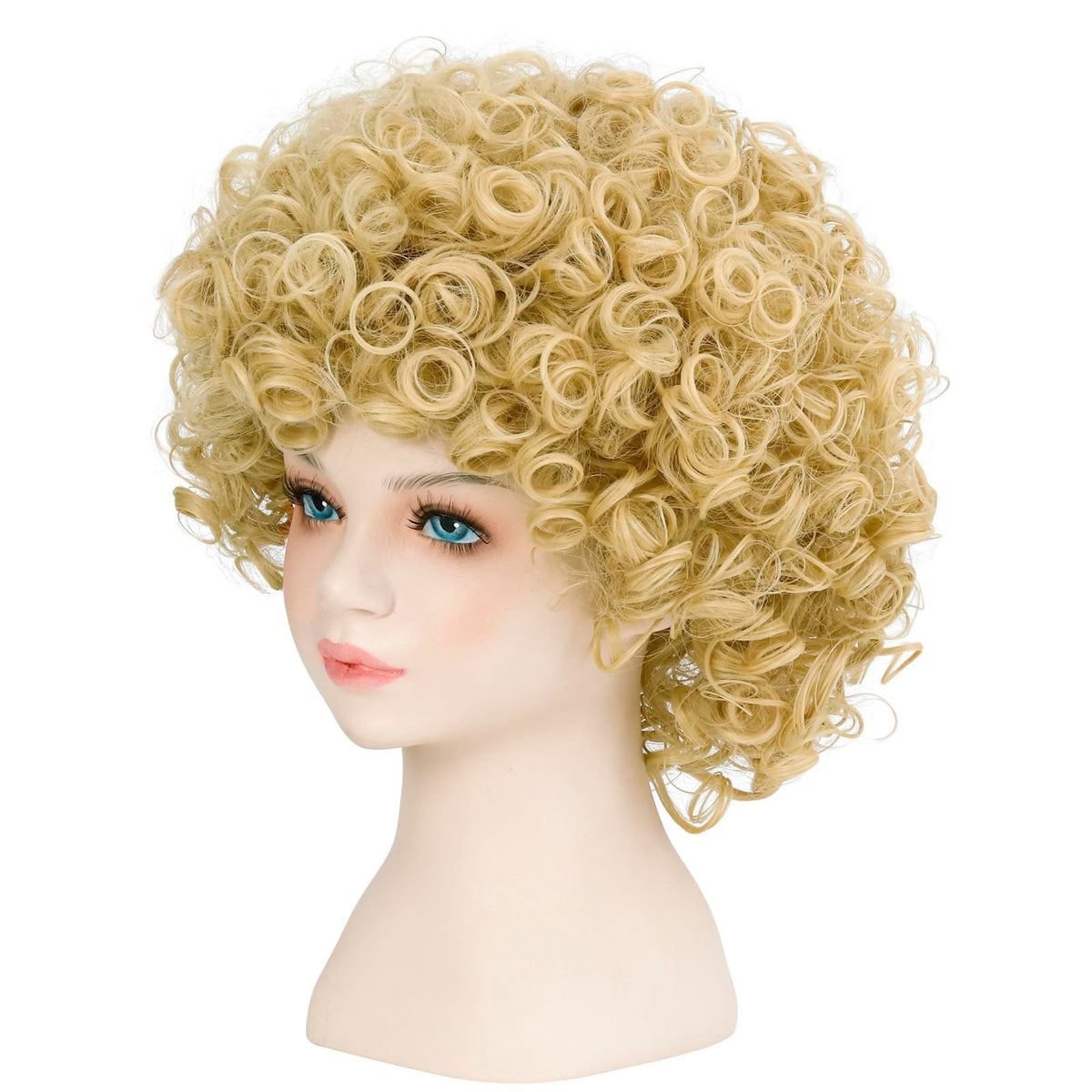incohair Unisex Blonde Wig 70s 80s Short Curly Hair for Girls & Boys Fluffy Synthetic Hair Stylish Costume Wig for Cosplay Party & Everyday Wear (Blonde)