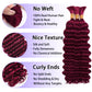 Human Braiding Hair for Boho Braids Human Hair 3 Bundles/Pack 110g 18 Inch Deep Wave Bulk Human Hair for Braiding Curly Knotless 12A Brazilian Virgin Burgundy