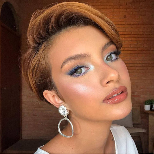 Usexy Hair Pixie Cut Lace Front Wigs Human Hair 0T30 Color 13x4x1 Lace Front Wigs Human Hair Short Bob Wigs Straight Lace Front Pixie Cut Wigs For Black Women