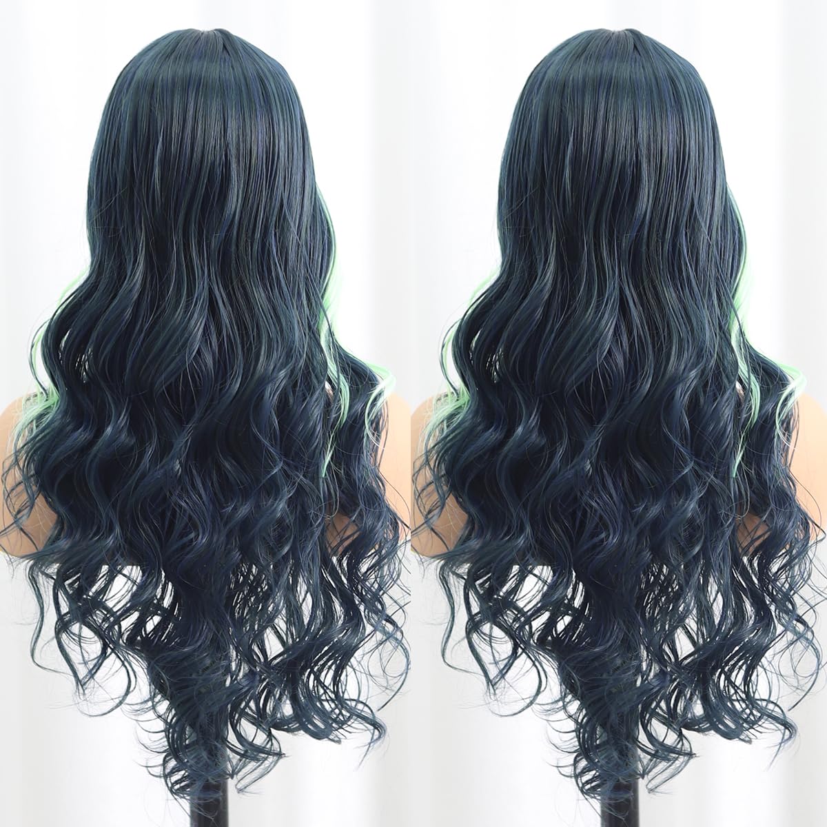 SISIFIRE Highlight Long Deep Wave Wigs for Women Long Curly Small Lace Front Wig Synthetic Heat Resistant Fiber Middle Part Wigs for Halloween Cosplay Christmas Wigs