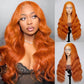QZOQZO Ginger Lace Front Wigs Human Hair Body Wave 13x4 Transparent HD Lace Frontal Wigs Pre Plucked with Baby Hair for Black Women Human Hair Glueless Colored Wigs 30 inch