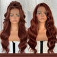 BlackSwern 13x6 HD Glueless Lace Frontal Wig Pre-Plucked 200 Density Reddish Brown Similar Human Hair Synthetic Long Body Wave Lace Front Wig Ready to Wear 26inch#33b Reddish Brown