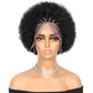 Quantum Love Braided Cornrow Afro Puff Wig for Black Women Stitch Braids Lace Front Wigs with Baby Hair Glueless Prep lucked Afro Braid Synthetic Natural Black Hair