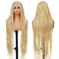 SUPERNOVA Blonde Full Lace Boho Braided Wig 613# Colored Synthetic Hair Box Braids Wig With Baby Hair Special Top Design Transparent Lace Long Highlight Knotless Braided Wigs For Black Women 36 Inch