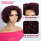 Rebecca Fashion 99J Burgundy Short Curly Human Hair Wigs for Black Women Cute Curly Bob Wig Side Part Non Lace Glueless Wigs Brazilian Remy Natural Looking