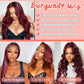 FASCARA body wave lace front wig human hair 99J Burgundy transparent Lace Front wig 13x4 lace frontal wig with baby hair pre plucked body wave wigs red wig 24 Inch