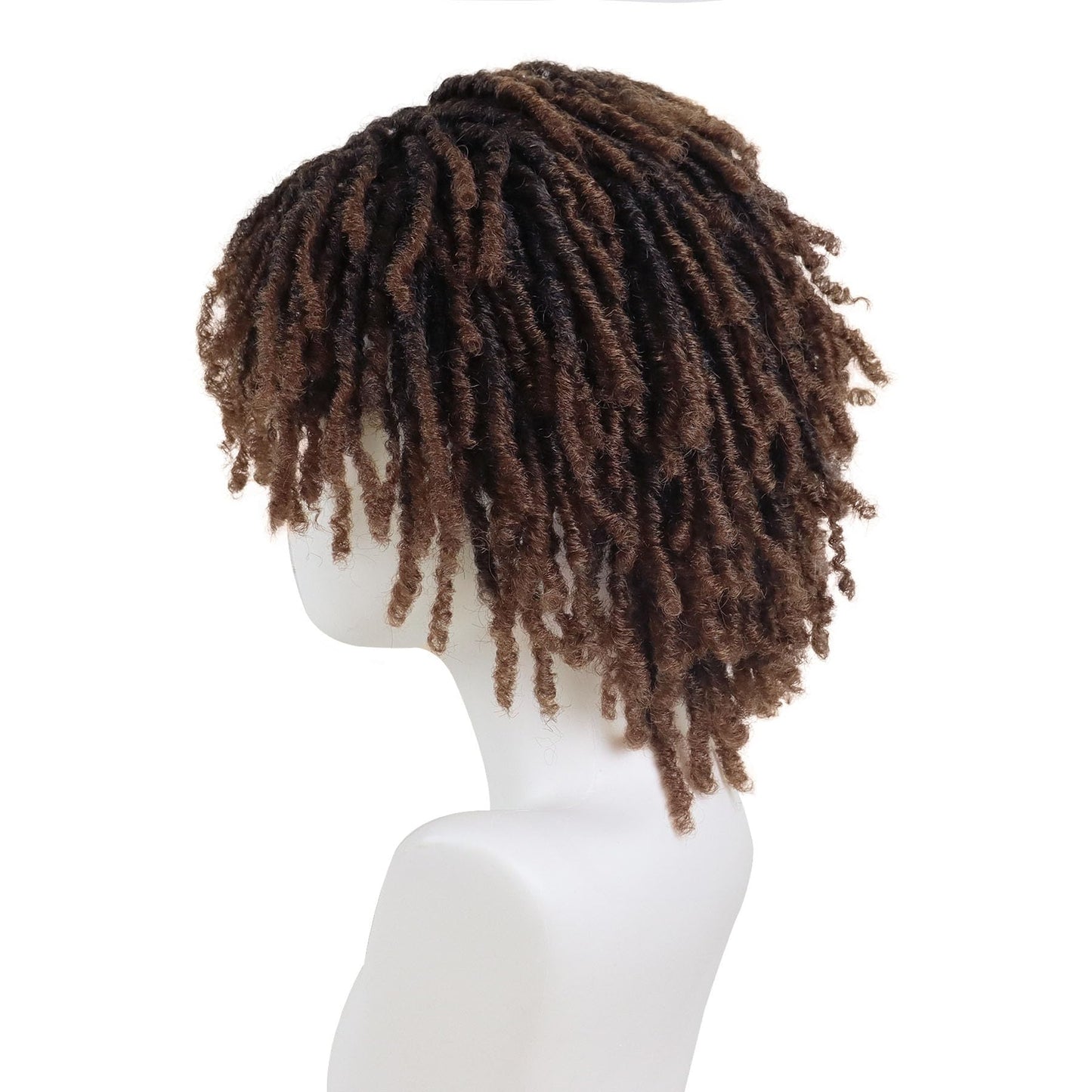GNIMEGIL Dreadlocks Wig for Men Fashion Synthetic Ombre Brown Curly Wig with Bangs Braids Fake Dreads Wigs T1B/30 Color Funny Cosplay