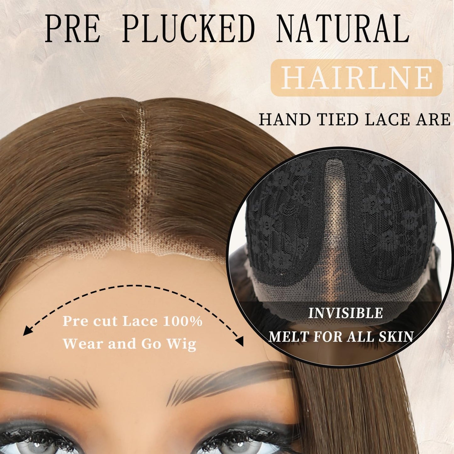 NOSTALGIA Brown Wear and Go Glueless Wigs Pre Plucked Pre Cut for Beginners Synthetic Lace Front Wigs For Woman Long layered Straight 3 Seconds to Wear