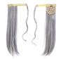 SWACC Women Long Straight/Curly Wavy Wrap Around Ponytail Extension Synthetic Hair Piece Clip in Hair extensions (Straight, Silver Gray)