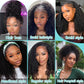 VFFTI Kinky Curly Half Wig Human Hair 200% Density Wear Go Glueless Wigs 3 In 1 Seamless Flip Wig 20 Inch Half Wigs for Black Women Invisible Hairline Beginner Friendly