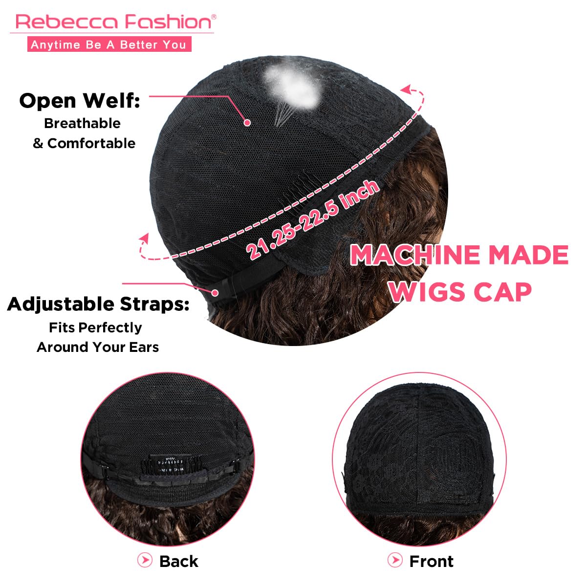Rebecca Fashion Short Curly Human Hair Wigs for Black Women Side Part Cute Curly Bob Wig Brazilian Remy Non Lace Glueless Wigs Natural Looking Chocolate Brown Color