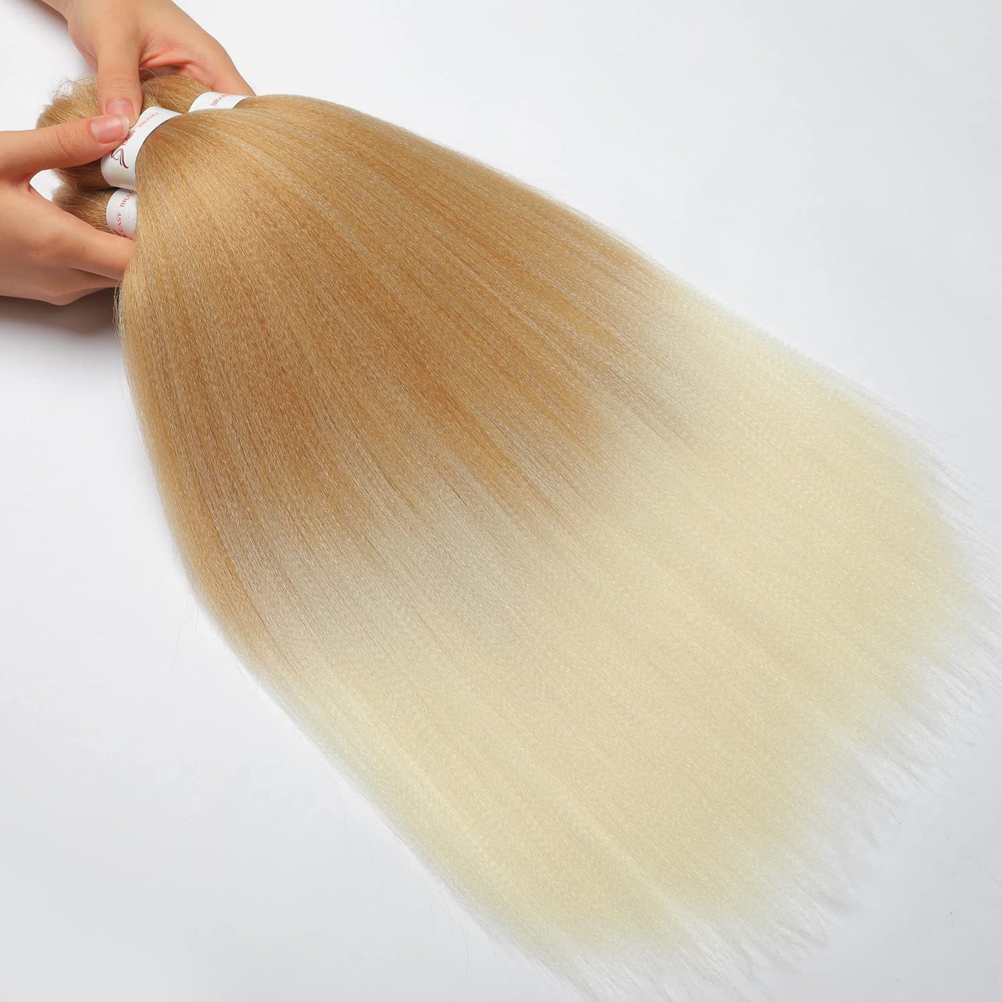 8 Packs Pre Stretched Braiding Hair, 24 Inch Braiding Hair Pre Stretched Yaki Texture, Hot Water Setting, Easy To Install Professional Synthetic Ombre Braiding Hair(24in,#27/613)