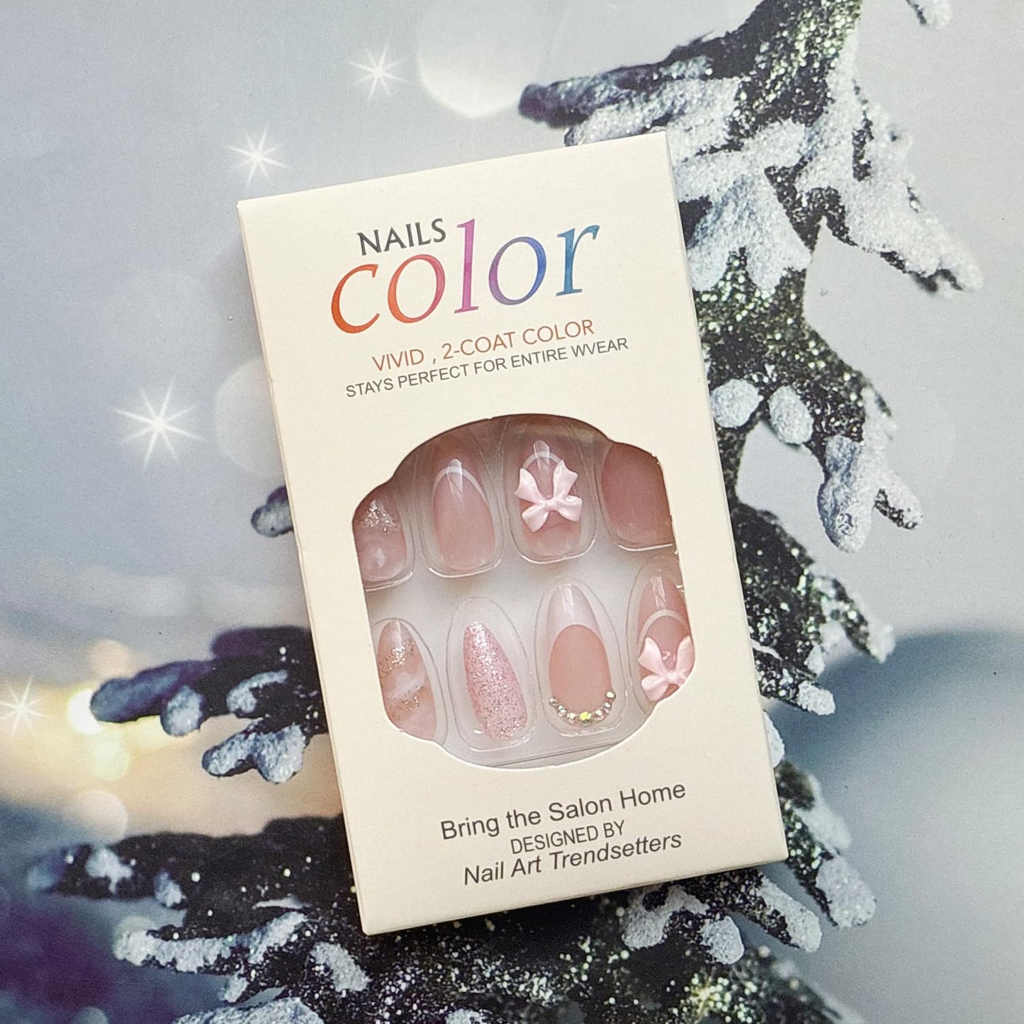 Almond Press on Nails Short White French Tip Press on Fake Nails with 3D Bow Charms Rhinestone Glitter Pink Acrylic Full Cover Gel False Nail Kit Almond Shape Glue on Stick on Nails for Women 24PCS