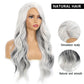 Sabosi Long White Grey Wig for Women Streak Colorful Wavy Wig Side Part Wave Highlight Wavy Wigs Natural Synthetic Hair Wig for Daily Party Use