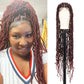 Olymei Locs Braided Wigs for Black Women Knotless Braided Wigs Locs Braid Wig with Baby Hair Full Double Lace Braided Wig Synthetic Burgundy Red Locs Braided Wig, 40 Inches Double Lace