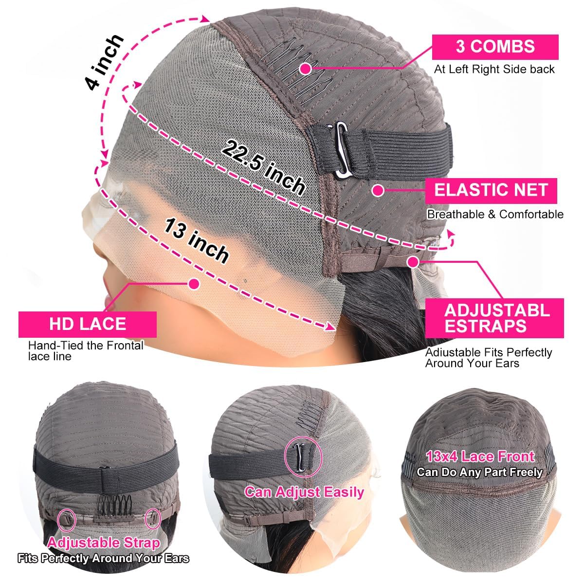 Rozilo Aomllute 30 Inch Deep Wave Lace Front Wigs Human Hair 200 Density 13x4 HD Lace Frontal Wigs Human Hair Pre Plucked Deep Curly Glueless Wigs Human Hair for Women Natural Black