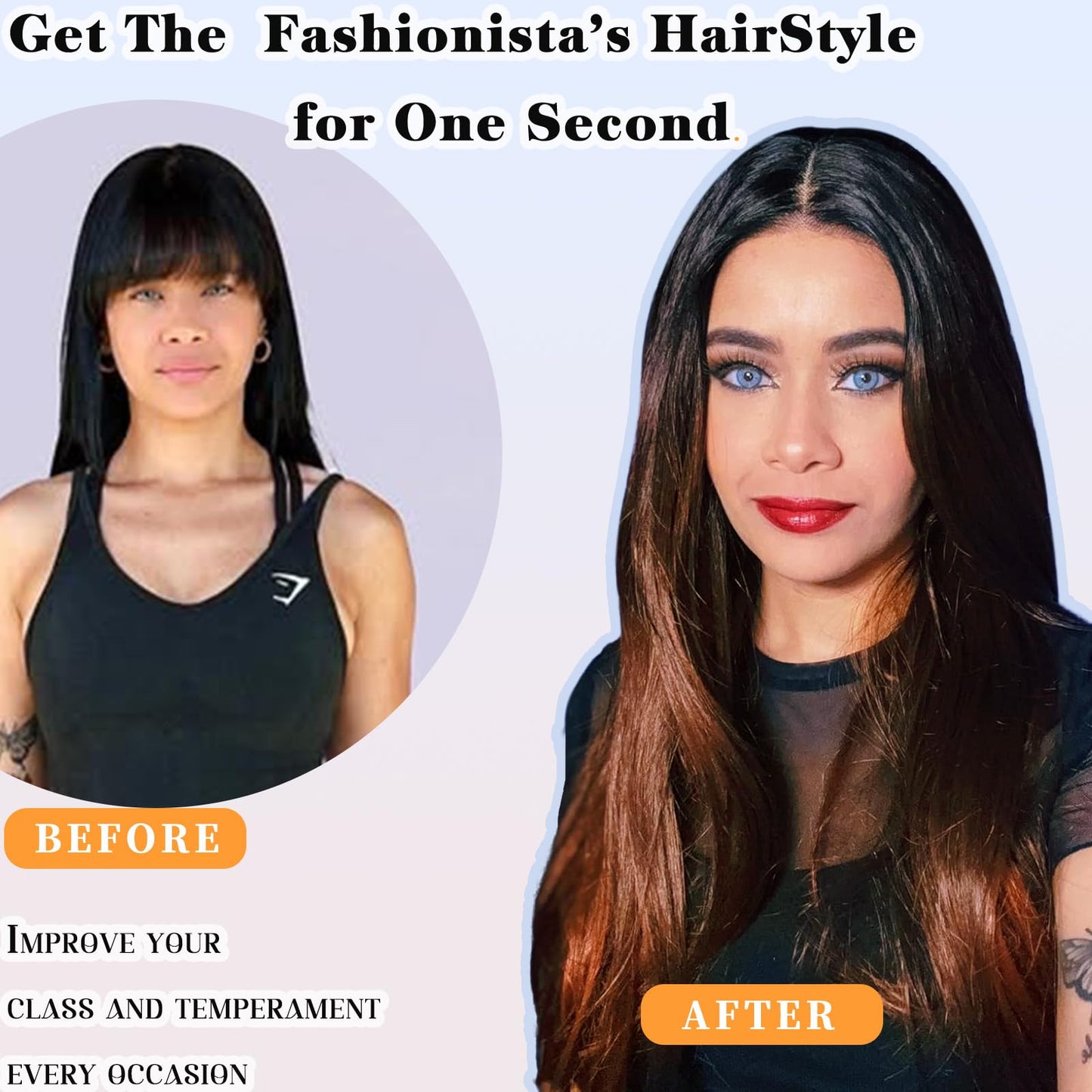 NOSTALGIA Brown Highlight Wear and Go Glueless Wigs Pre Plucked Pre Cut for Beginners Synthetic Lace Front Wigs For Woman Long layered Straight 24 Inch Brown Highlights 3 Seconds to Wear