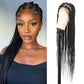 Olymei 360° HD Full Lace Large Square Knotless Braided Wigs for Women Box Braid Wig with Baby Hair Long Black Premium Synthetic Braided Lace Front Wigs 36"