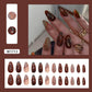 RTKHFZE Medium Buttterfly Press on Nails Almond Fake Nails with Design Brown Butterfly Press on False Nails Full Cover Fall Nails for Women 24Pcs