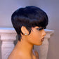 YJOQOKOA Short Bob Wig Human Hair for Black Women Pixie Cut wigs Human Hair Wig Glueless Wig None Lace Front Wig with Bangs Natural Black Straight Full Machine Made Wig