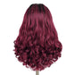 FANCEE Yaki Wavy Headband Wigs Ombre Burgundy Kinky Straight Wear and Go Wig with Curly Wavy Ends for Mom on the Go Synthetic Headband Blow Out Style Natural Hair Wig for Black Women Bug