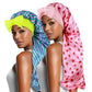 2pcs Long Satin Bonnets with Tie Band, Large Braid Bonnet Silky Hair Cap for Locs Women Sleeping, L