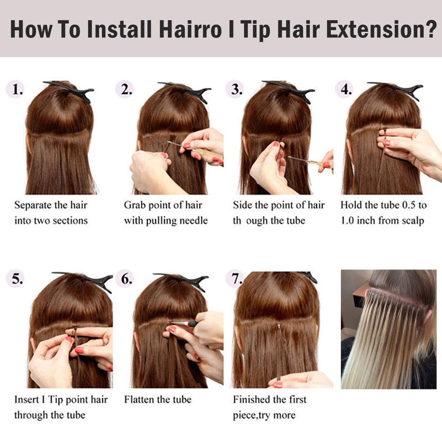 Hairro Pre Bonded Fusion Hair Extensions Remy Keratin Beads Invisible Itip Real Human Hair Extension Stick Tipped Glue Hairpiede Salon Quality I Tip Hair For Women 16" 100 Strands 50g #02 Dark Brown