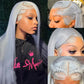 30 Inch Straight Grey Lace Front Wigs Human Hair 13x4 Silver Grey HD Lace Front Wig Human Hair Wear and Go Glueless Gray Wigs Pre Plucked with Baby Hair Grey Hd Lace Frontal Wig For Black Women