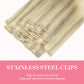 GOO GOO Clip in Hair Extensions Real Human Hair, Remy Human Hair Extensions Clip ins for Women, Natural Human Hair, 14inch 120g 7Pcs, 17/22/60 Balayage Ash Blonde to Golden Blonde and Platinum Blonde