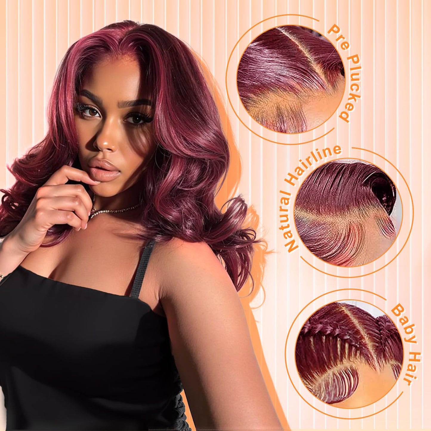 Afribye Burgundy Wig Human Hair 200% Density 13x6 99j Body Wave Lace Front Wigs Human Hair Pre Plucked Short Wigs for Black Women Glueless Frontal Wig Human Hair Loose Wavy 12 inch