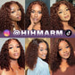 Hihmarm Chocolate Brown Deep Wave Bob Wig Human Hair 13x6 HD Lace Front Wigs Human Hair Pre Plucked Short Curly BOB Wigs For Black Women 180% Density Dark Brown Glueless Frontal Wigs 14 Inch