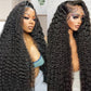 250% Density 34 Inch 13X6 Deep Wave Lace Front Wigs Human Hair Curly Wig Wet and Wavy HD Lace Front Wig Pre Plucked 100% Real Human Hair No Synthetic Blend No Tangle No Shedding Triple Lifespan 3X