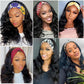 olimaruly Headband Wig Human Hair Body Wave Human Hair Wigs Brazilian Glueless Wig None Lace Front Wigs for Black Women Half Wigs 150% Density Natural Color 12 Inch