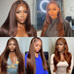 LAPONDAI 24 Inch Brown Straight Lace Front Wigs Human Hair 200 Density Chocolate Brown Lace Front Wig Straight