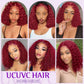 UCUVIC Wear And Go Glueless Wigs Human Hair Pre Plucked Pre Cut 5x5 Deep Wave Curly Bob Wig Human Hair Lace Front Closure Wigs For Black Women 200Density Wig Glueless Wear And Go Burgundy 16 Inch