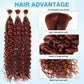 Dark Ginger Human Braiding Hair Water Wave Bulk Human Hair 150g 24 Inch Color 350 Curly Human Hair for Boho Braids Hair Extensions No Weft 3 Braids Per Pack Wet and Wavy Human Hair Braiding Hair