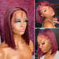 99J Lace Front Wigs Human Hair 8 inch Brazilian Burgundy Straight 13x4 HD Transparent Lace Bob Wig Human Hair Glueless Frontal Wigs Pre Plucked 180% Density Short Bob Wig Human Hair With Baby Hair
