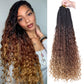 COOKOO 22 Inch Goddess Box Braids Crochet Hair for Women 8 Packs Synthetic Hippie Pre Looped Bohemian Boho Box Braids With Curly Ends Twist Braiding Hair 53#