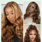 KLAIYI Wear And Go Glueless Wig Bye Bye Knots 13x4 Precut Lace Front Wigs Human Hair Ombre Highlight Blonde Body Wave Wig Pre Bleached Pre Everything Pre Plucked with Baby Hair 3S Ready to Wear 26Inch