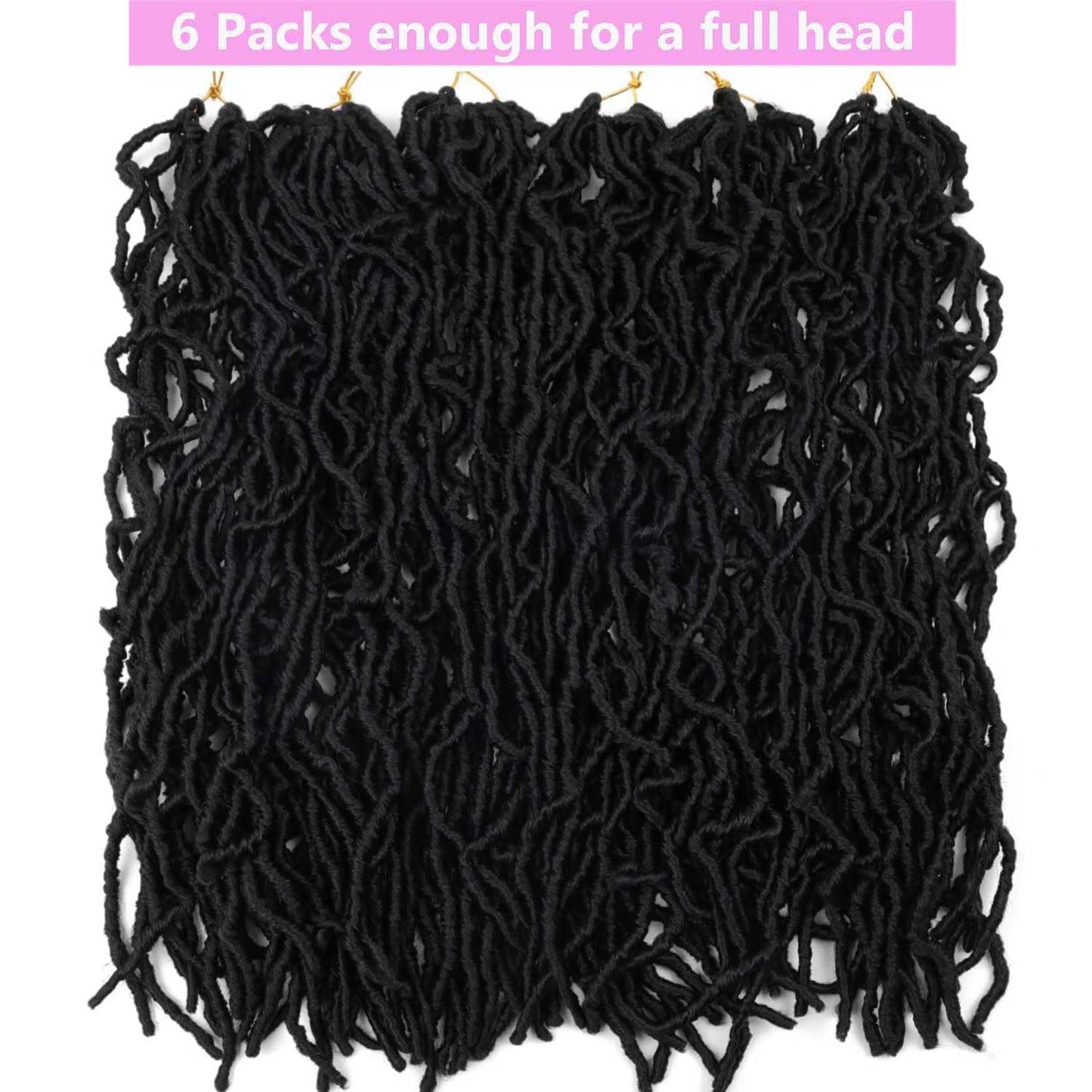 6 Packs Soft Locs Crochet Hair Pre Looped Faux Locs Crochet Braids Goddess Locs Dreadlocs Synthetic Hair For Black Women (1B, 24 Inch (Pack of 6))