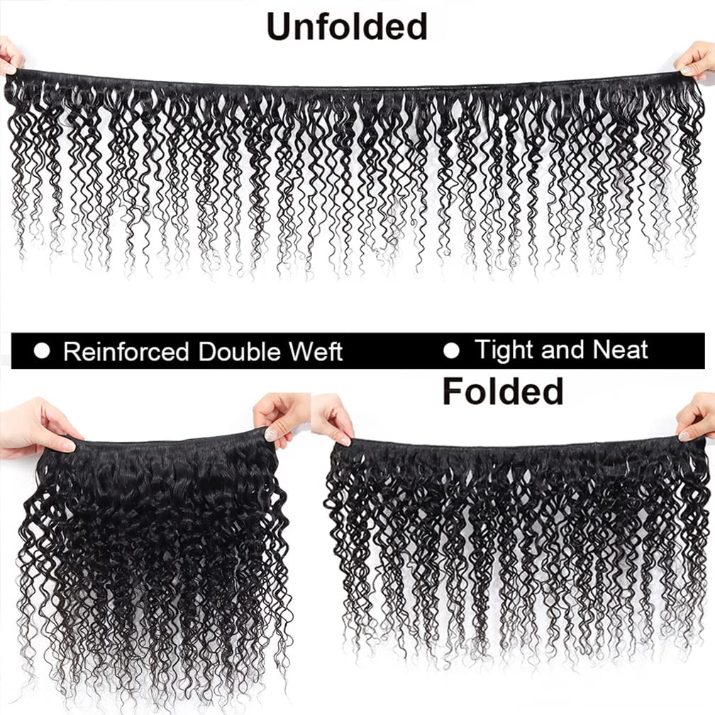 Borchan Water Wave Bundles 26 28 30 Inch Brazilian Water Curly 3 Bundles Human Hair for Black Women Hair Extensions Natural Black Color