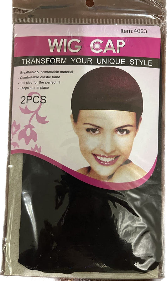 Annie Wide Band Wig Cap, Black, 2 pieces