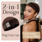 MYKURS Wig Grip Cap with Silicone Strip Non Slip, 2-in-1 Soft Wig Caps to Hold Wig in Place, Dark Brown 2 PCS