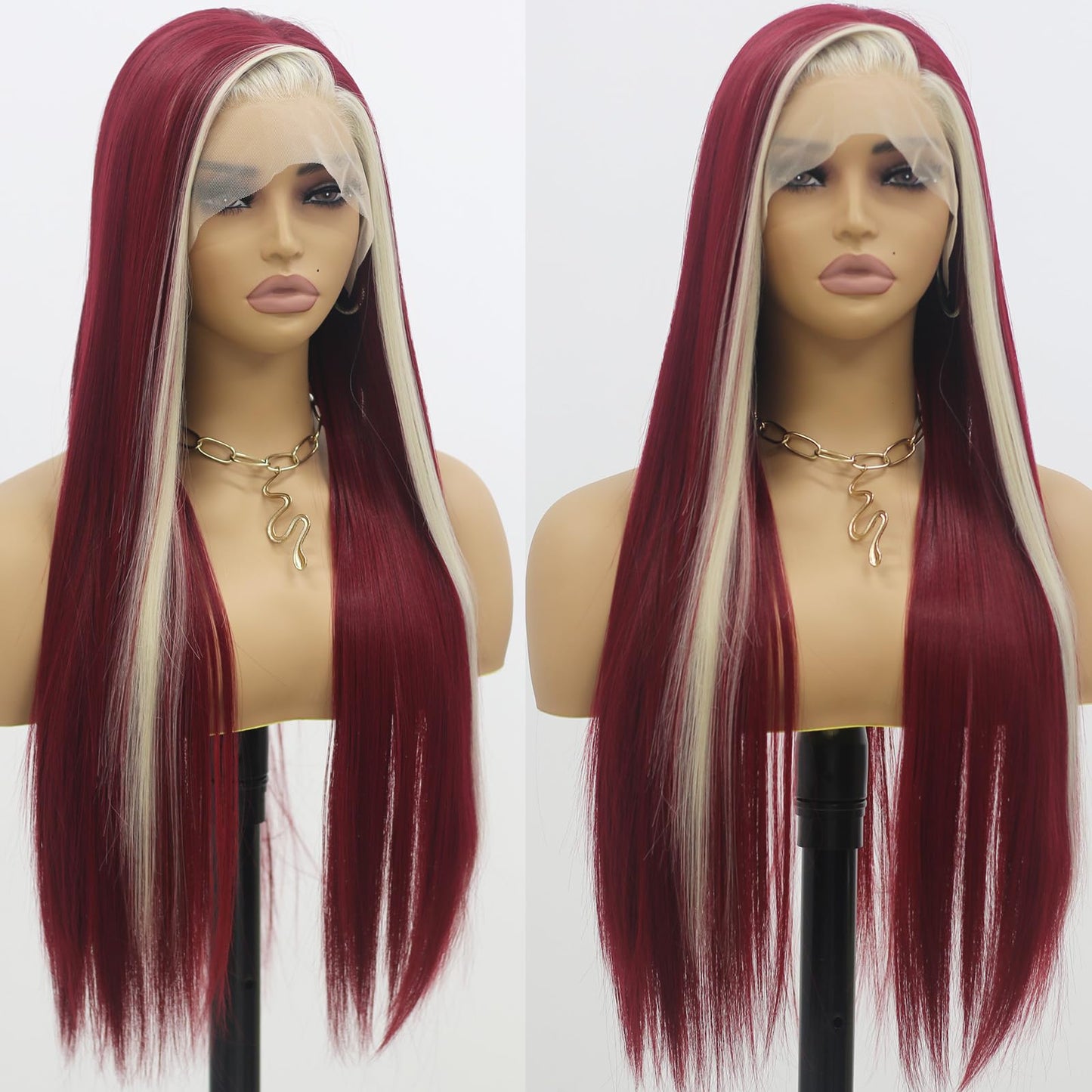 ANDRIA 13X4 HD Lace Front Wigs Straight Hair Glueless Lace Wigs 200% Density Blonde and Red Long Straight Natural Wig Pre Plucked Lace Frontal Wigs With Baby Hair For Black Women 26 Inches