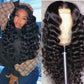 YruYptpaln Deep Wave Lace Front Wigs Unice Hair Glueless Wigs Wet and Wavy Lace Front Wigs Middle Part Wigs for Black Women(Black, One Size)