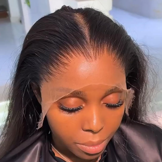 NESMON 36 inch Full Frontal 13x6 Real SKINLIKE HD Lace Wig Straight 13x6 Lace Front Wigs Virgin Human Hair Invisible 0.1mm Ultra-thin Knots Frayed Ends HD Lace Wig Natural Black